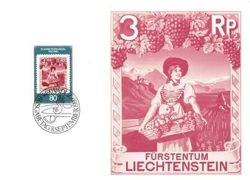 AK / Ansichtskarte  Vaduz_Liechtenstein_FL Sondermarken 50 Jahre Postmuseum Kuenstlerkarte Ausgabe 8. September 1980 MK/Nr. 17