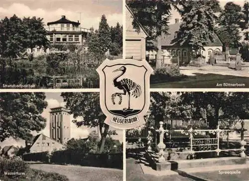 AK / Ansichtskarte  Neugersdorf_Sachsen Strandbadpavillon Am Buettnerborn Wasserturm Spreequelle