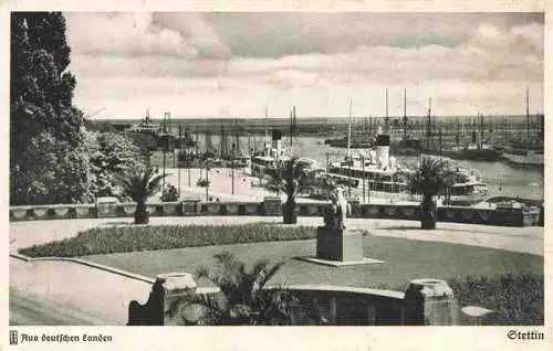 AK / Ansichtskarte  Stettin_SZCZECIN_Pommern_PL Panorama Blick von Her Hakenterrasse auf die Oder Serie Aus deutschen Landen