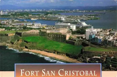 AK / Ansichtskarte  San_Juan__Puerto_Rico Historic Fort San Cristobal Cruise ship Sovereign of the Seas docked at the pier aerial view