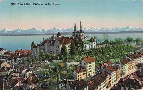 AK / Ansichtskarte  Neuchatel_NE Chateau et les Alpes
