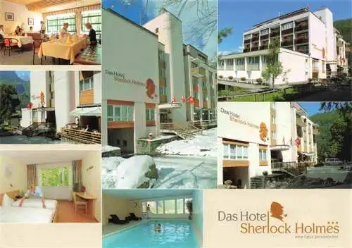 AK / Ansichtskarte  Meiringen_BE Hotel Sherlock Holmes Fremdenzimmer Hallenbad Restaurant