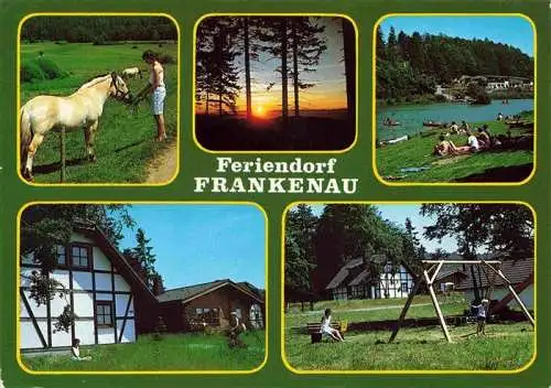 AK / Ansichtskarte  Frankenau_Hessen Feriendorf Frankenau Pferde Kinderspielplatz Badesee Sonnenuntergang