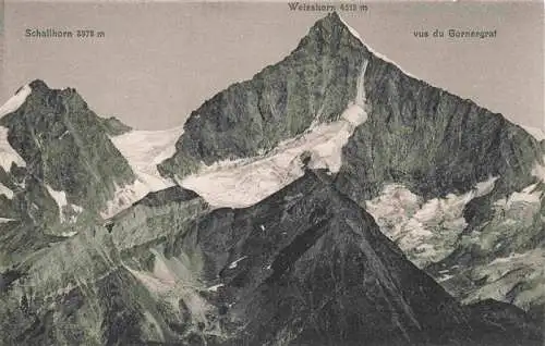 AK / Ansichtskarte  Gornergrat_Zermatt_VS mit Schallhorn und Weisshorn
