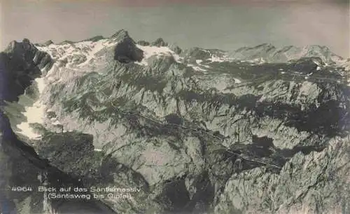 AK / Ansichtskarte  Saentis_2504m_AR Blick auf das Saentismassiv Saentisweg bis Gipfel