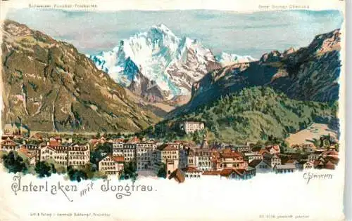 AK / Ansichtskarte  Steinmann_C._Schweiz_Kuenstlerlitho_Nr. 138 Interlaken Jungfrau 