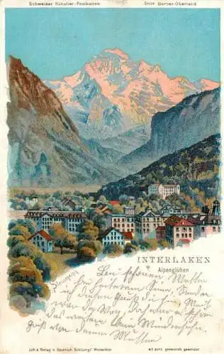 AK / Ansichtskarte  Steinmann_C._Schweiz_Kuenstlerlitho_Nr. 2040 Interlaken Alpengluehen