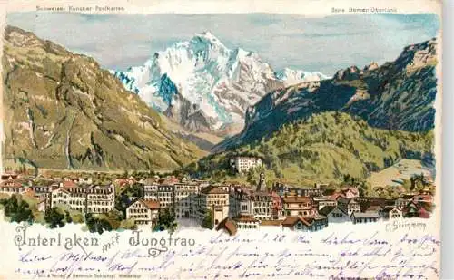 AK / Ansichtskarte 73983826 Steinmann_C._Schweiz_Kuenstlerlitho_Nr. 2738 Interlaken Jungfrau