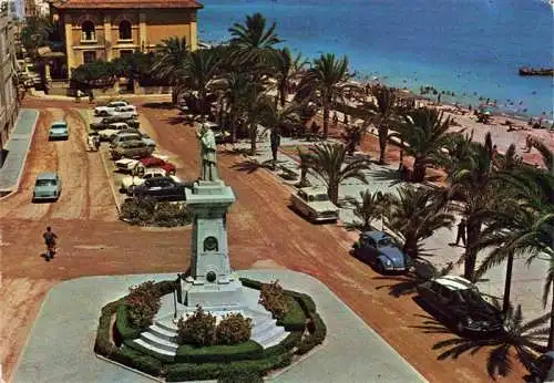 AK / Ansichtskarte 73983882 Vinaroz_Castellon_ES Monumento a Costa y Borras Paseo Generalísimo y Playa