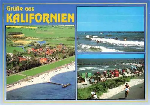 AK / Ansichtskarte 73983913 Kalifornien_Ostseebad Fliegeraufnahme Wellenbaden Strandpartie