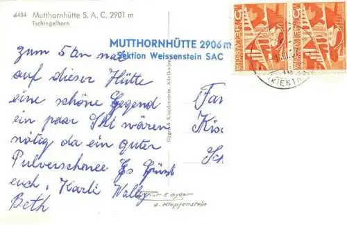 AK / Ansichtskarte  Mutthornhuette_2906m_BE mit Tschingelhorn