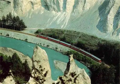 AK / Ansichtskarte  Eisenbahn_Railway_Chemin_de_Fer Rhaetische Bahn Rheinschlucht Flims