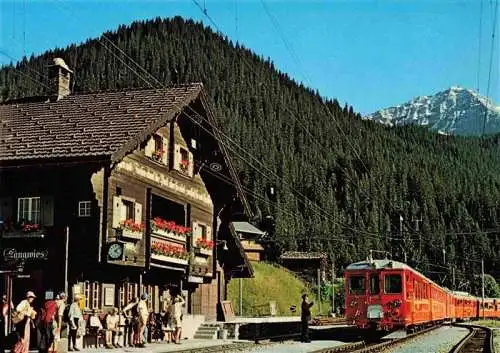 AK / Ansichtskarte  Eisenbahn_Railway_Chemin_de_Fer Rhaetische Bahn Langwies