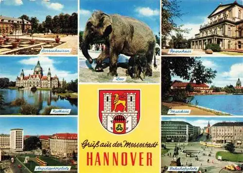 AK / Ansichtskarte 73984080 Elefant Hannover Zoo Rathaos Bahnhofplatz Operhaus