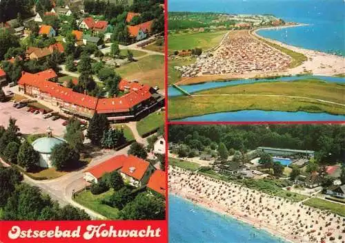 AK / Ansichtskarte  Hohwacht_Ostseebad_Schleswig-Holstein Kuestenpanorama Strand Teilansicht Hotel