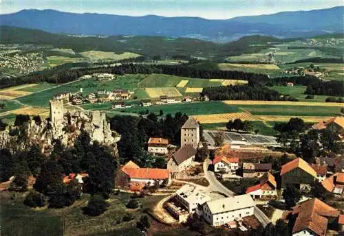 AK / Ansichtskarte  Regen_Bayern Burgruine Weissenstein am Pfahl im Hintergrund Grosser Arber Bayerischer Wald