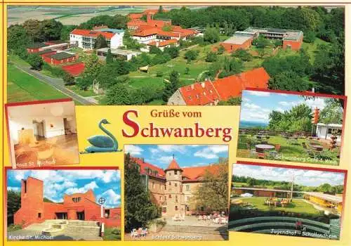 AK / Ansichtskarte  Roedelsee_Bayern Geistliches Zentrum Schwanberg Communitaet Casteller Ring Luftaufnahme Kirche Schloss Jugendhof Schullandheim