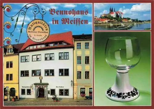 AK / Ansichtskarte 73984164 Meissen_Elbe_Sachsen Bennohaus Weinglas Antiquitaeten Erster Meissner Weinpokal Burgberg Dom Albrechtsburg