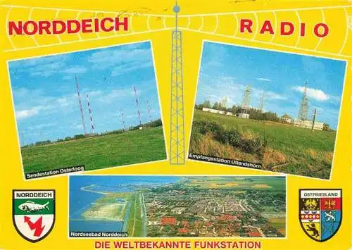 AK / Ansichtskarte 73984182 Norddeich__Norden_Nordseebad Kuestenfunkstelle der Deutschen Bundespost Norddeich Radio Sender Fliegeraufnahme