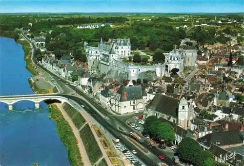 AK / Ansichtskarte  Amboise_37_Indre-et-Loire Château XVe siècle Chapelle Saint Hubert Quai Charles Guinot Pont sur la Loire Collection Les merveilles du Val de Loire vue aérienne