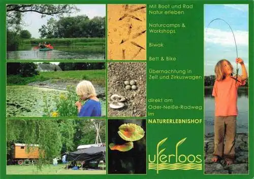 AK / Ansichtskarte 73984229 Kienitz Naturerlebnishof Uferloos Bootfahren Naturcamps Angeln am Oder-Neisse-Radweg