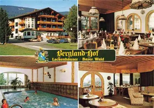 AK / Ansichtskarte  Lackenhaeuser_Niederbayern Hotel Café Restaurant Bergland-Hof Hallenbad