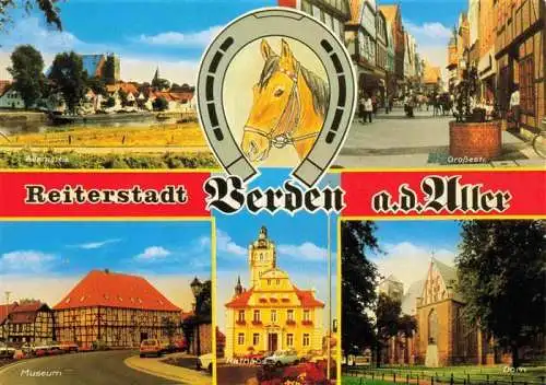 AK / Ansichtskarte 73984365 Verden_Aller Teilansichten Reiterstadt Partie an der Aller Museum Grossestrasse Dom Rathaus