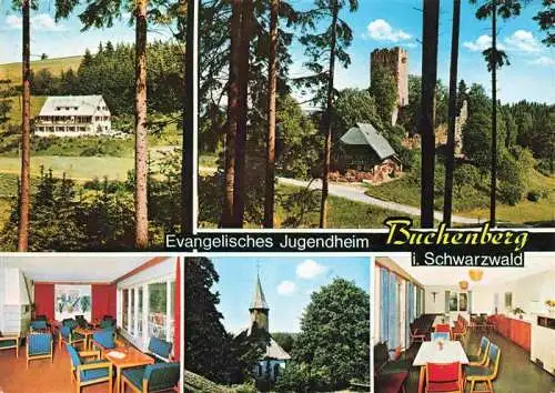 AK / Ansichtskarte 73984375 Buchenberg_Koenigsfeld_Schwarzwald Evangelisches Jugendheim Bergkirche Burgruine