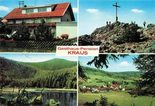 AK / Ansichtskarte 73984424 Schwarzach_Regen Gasthaus Pension Kraus Partie am See Landschaftspanorama Gipfelkreuz