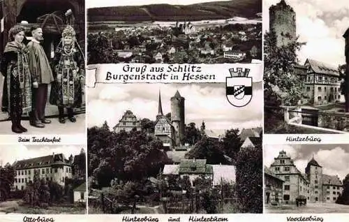 AK / Ansichtskarte 73984485 Schlitz_Hessen Panorama Burgenstadt Trachtenfest Burg Turm