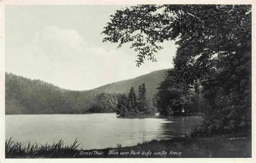 AK / Ansichtskarte 73984493 Greiz_Thueringen Blick vom Park aufs weisse Kreuz