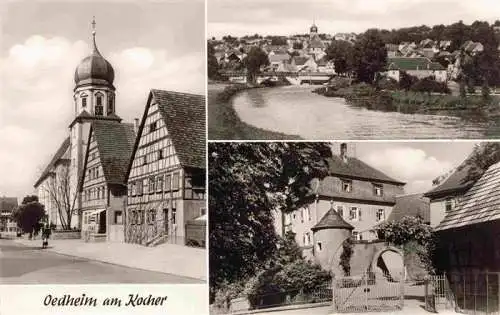 AK / Ansichtskarte 73984514 Oedheim_Kocher_BW Blick zur Kirche Partie an der Kocher