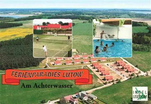 AK / Ansichtskarte  ZINNOWITZ_Ostseebad Ferienparadies Luetow Fliegeraufnahme Tennisplatz Hallenbad Ferienhaeuser