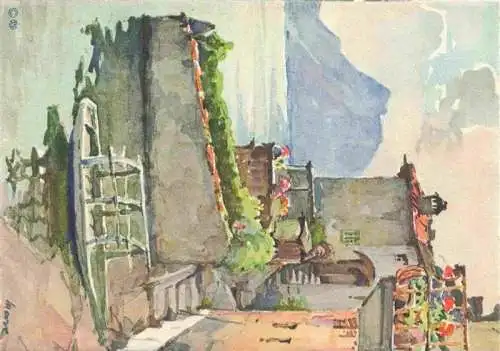 AK / Ansichtskarte  Gandria_Lago_di_Lugano Panorama Aquarell