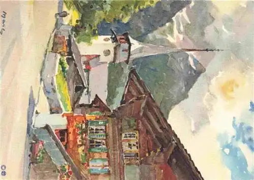 AK / Ansichtskarte  Gsteig_Saanen_BE Dorfkirche Aquarell