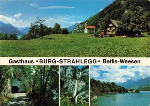 AK / Ansichtskarte  Weesen__Walensee_SG Gasthaus Burg Strahlegg Panorama Teilansichten