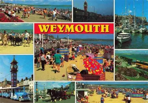 AK / Ansichtskarte 73984900 Weymouth_Dorset_UK Promenade Strandpartien Touristenmobil Hafenpartie