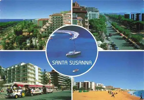 AK / Ansichtskarte  Santa_Susanna_Barcelona_ES Panorama Promenade Strand Touristenbahn