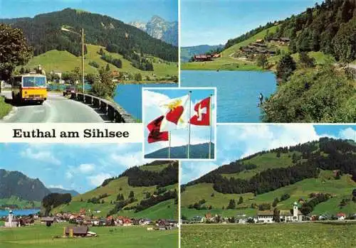 AK / Ansichtskarte  Euthal_Einsiedeln_SZ Bergstrasse Bus Sihlseepartien Panorama