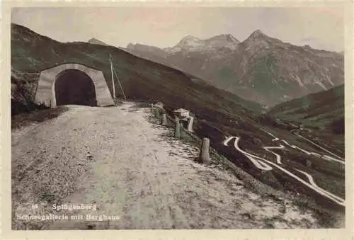 AK / Ansichtskarte  Spluegen_2113m_GR Spluegenberg Schneegalerie mit Berghaus