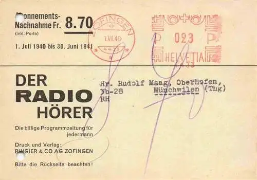 AK / Ansichtskarte  ZOFINGEN_AG Programmzeitung Der Radio Hoerer