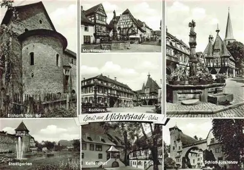 AK / Ansichtskarte  Michelstadt_Odenwald_Hessen Basilika Stadtgarten Marktbrunnen Rathaus Kellereihof Markt Schloss Fuerstenau