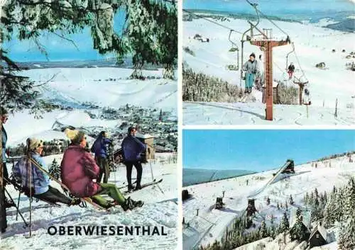 AK / Ansichtskarte 73985101 Oberwiesenthal_Erzgebirge Panorama Wintersportplatz Skigebiet Sessellift