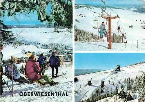 AK / Ansichtskarte  Oberwiesenthal_Erzgebirge Panorama Wintersportplatz Skigebiet Sessellift