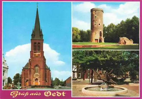 AK / Ansichtskarte 73985140 Oedt_Grefrath_NRW Kirche Turm Brunnen