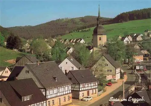 AK / Ansichtskarte 73985145 Sosa_Erzgebirge Teilansicht mit Kirche