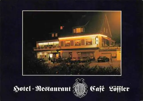 AK / Ansichtskarte 73985174 Silbach__Winterberg_Hochsauerlandkreis Hotel Restaurant Café Loeffler Nachtaufnahme