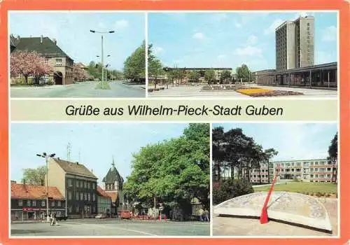 AK / Ansichtskarte 73985182 Guben Teilansichten Wilhelm-Pieck-Stadt Karl-Marx-Strasse Hochhaus Copernicus-Oberschule