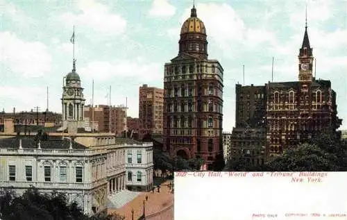 AK / Ansichtskarte  NEW_YORK_City_USA City Hall World and Tribune Buildings