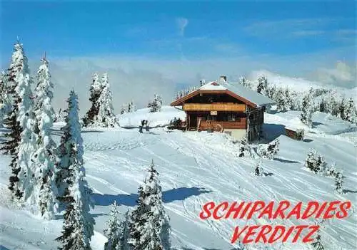 AK / Ansichtskarte  Afritz_See_Kaernten_AT Schigebiet Afritz Verditz mit Schutzhaus Verditz